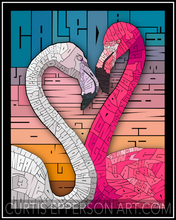 Load image into Gallery viewer, Flamingo Sunset - Word Mosaic Art Print