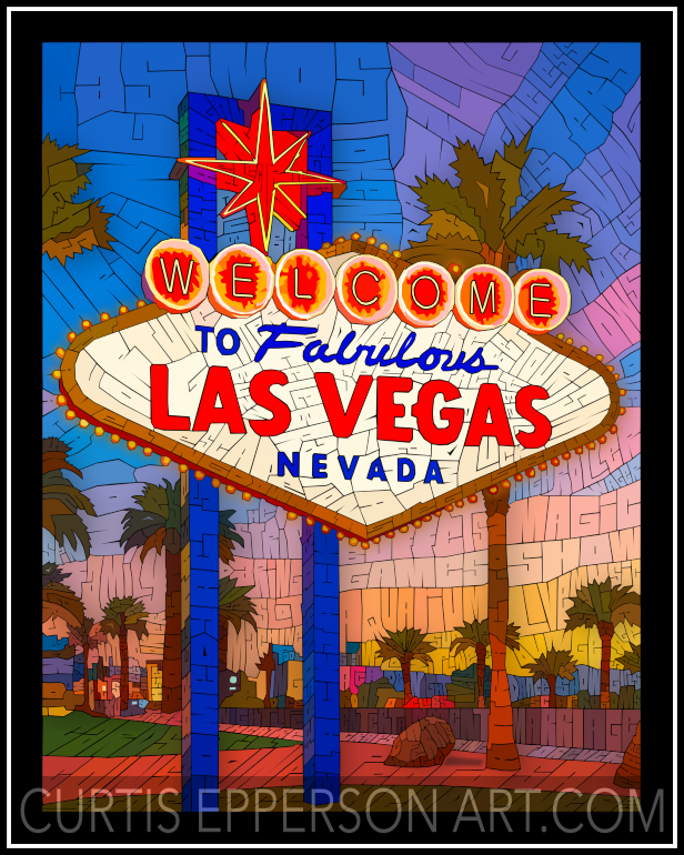 Las Vegas Sign - Word Mosaic Art Print – Curtis Epperson Art Las Vegas Sign - Word Mosaic Art Print – Curtis Epperson Art