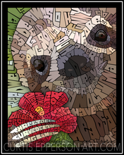 Load image into Gallery viewer, Sloth With A Flower - Word Mosaic Art Print