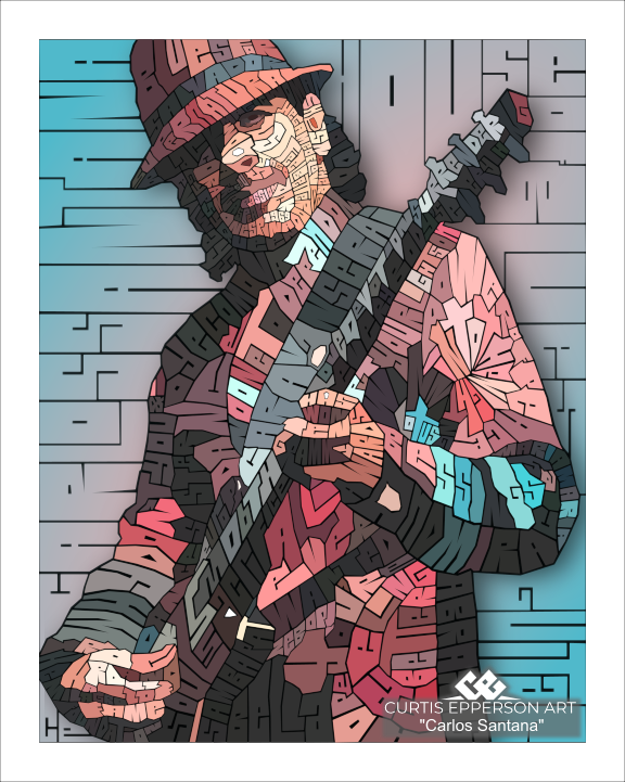 Carlos Santana - Word Mosaic Art Print