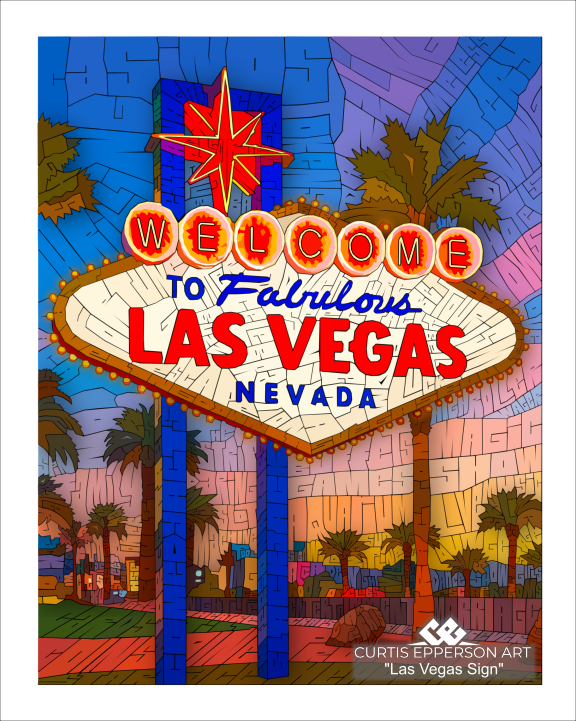 Las Vegas Sign word mosaic artwork