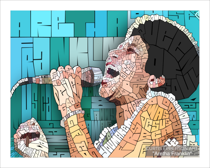 Aretha Franklin - Word Mosaic Art Print