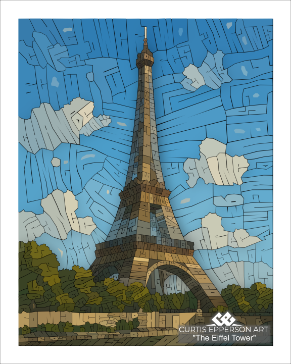 The Eiffel Tower - Word Mosaic Art Print