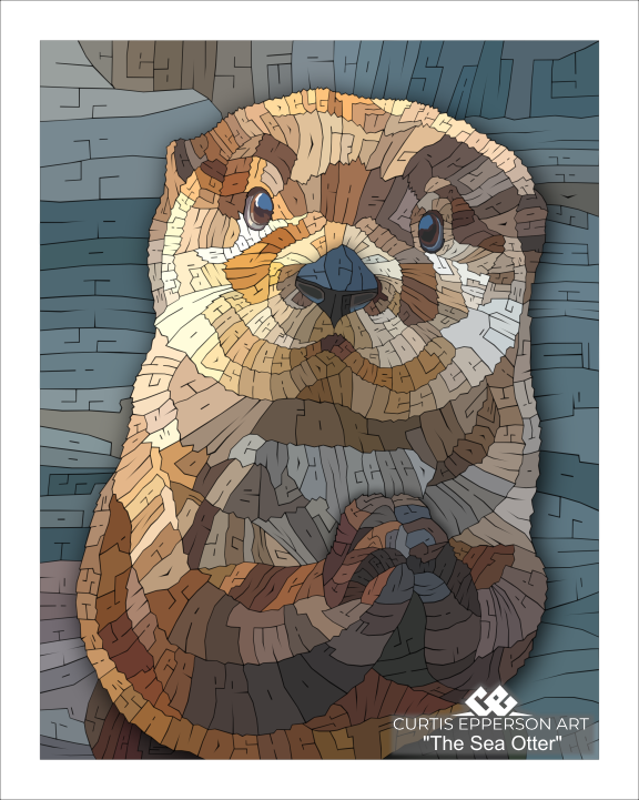 The Sea Otter - Word Mosaic Art Print