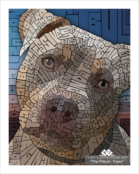 PItbull - Word Mosaic Art Print