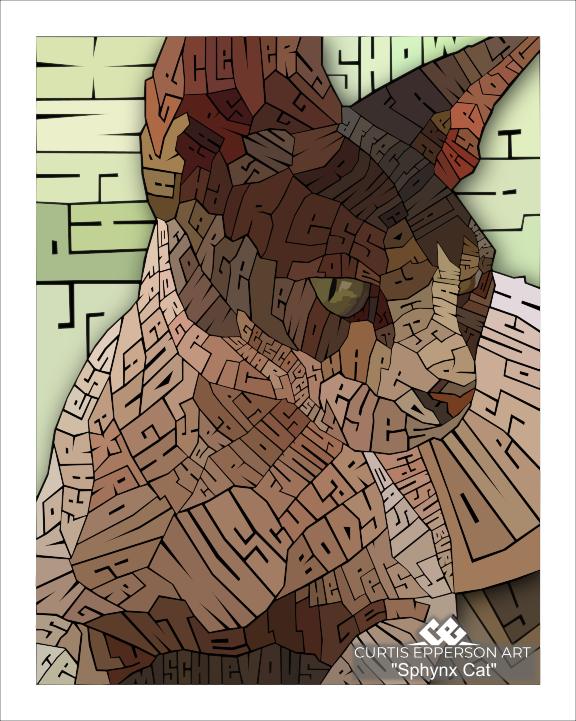 Sphynx Cat - Word Mosaic Art Print