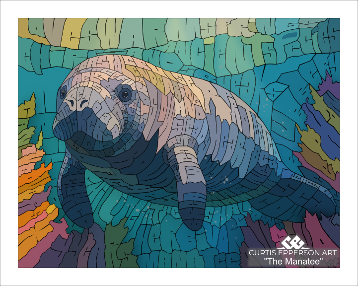 Manatee - Word Mosaic Art Print