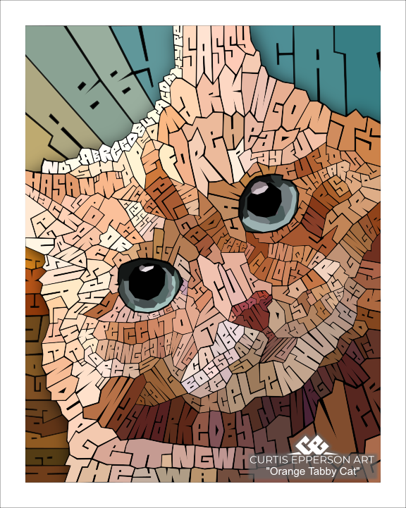 Orange Tabby Cat - Word Mosaic Art Print