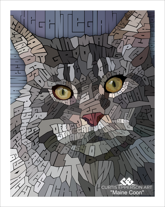Maine Coon - Word Mosaic Art Print