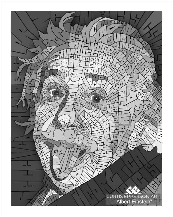 Albert Einstein - Word Mosaic Art Print