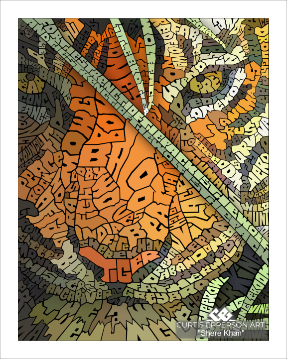 Shere Khan from "The Jungle Book" - Word Mosaic Art Print