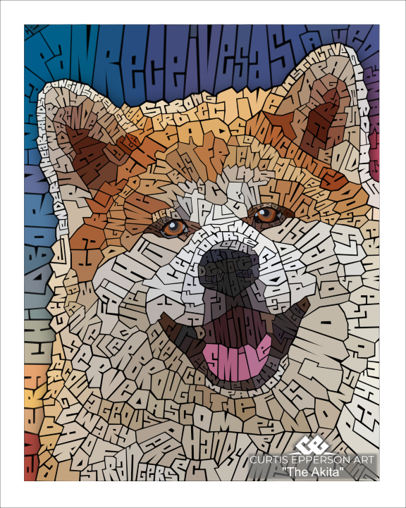 Akita - Word Mosaic Art Print