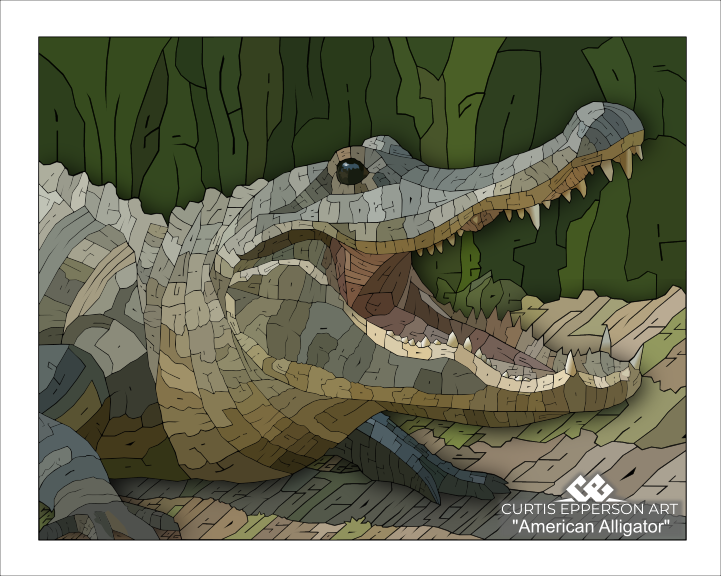 American Alligator - Word Mosaic Art Print