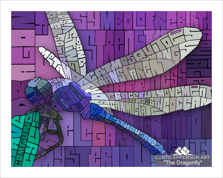Detail of the original hand-drawn lettering in Dragonfly