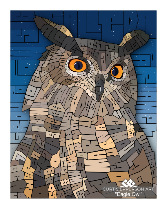 Detail of the original hand-drawn lettering in Eagle Owl