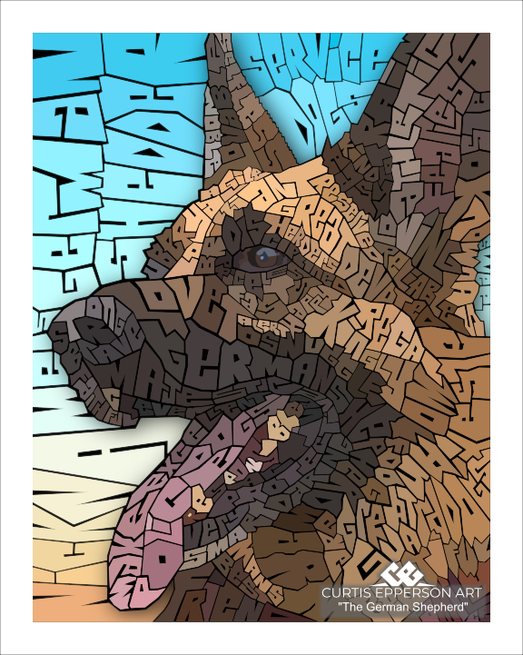 German Shepherd - Word Mosaic Art Print