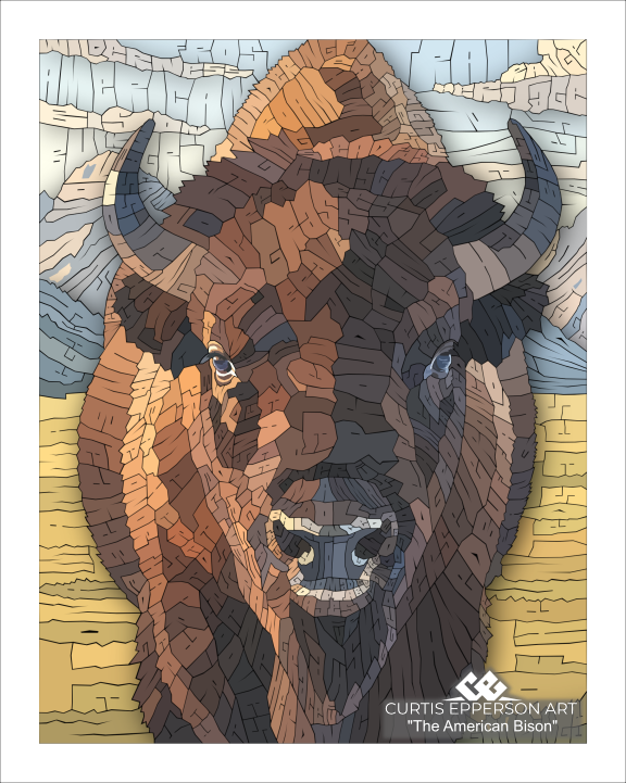 The American Bison - Word Mosaic Art Print