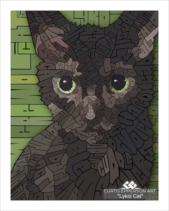 Detail of the original hand-drawn lettering in Lykoi Cat