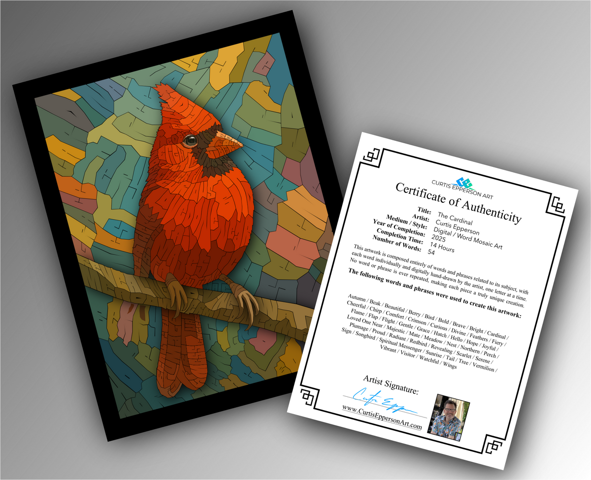 The Cardinal - Word Mosaic Art Print
