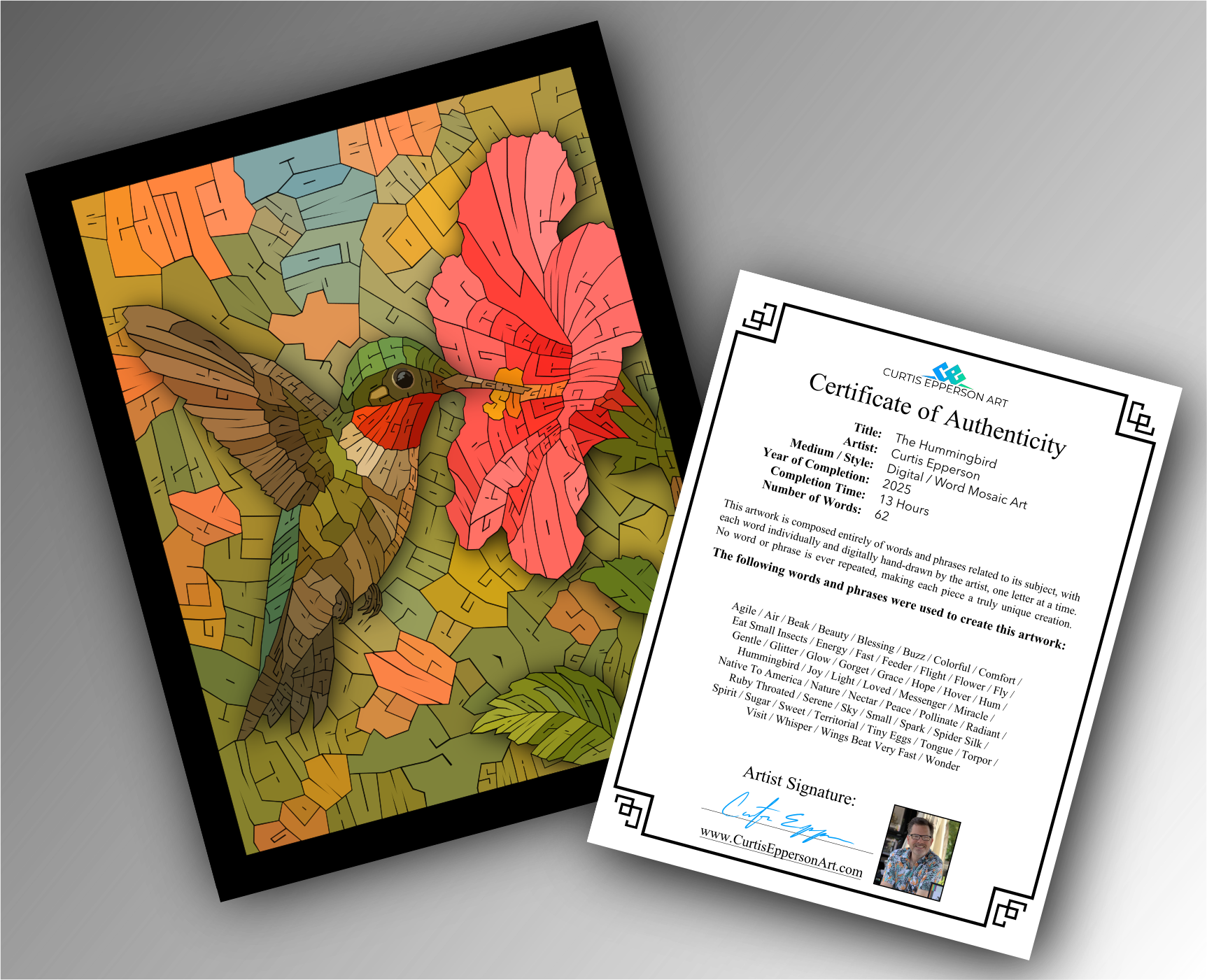 The Hummingbird - Word Mosaic Art Print – Curtis Epperson Art