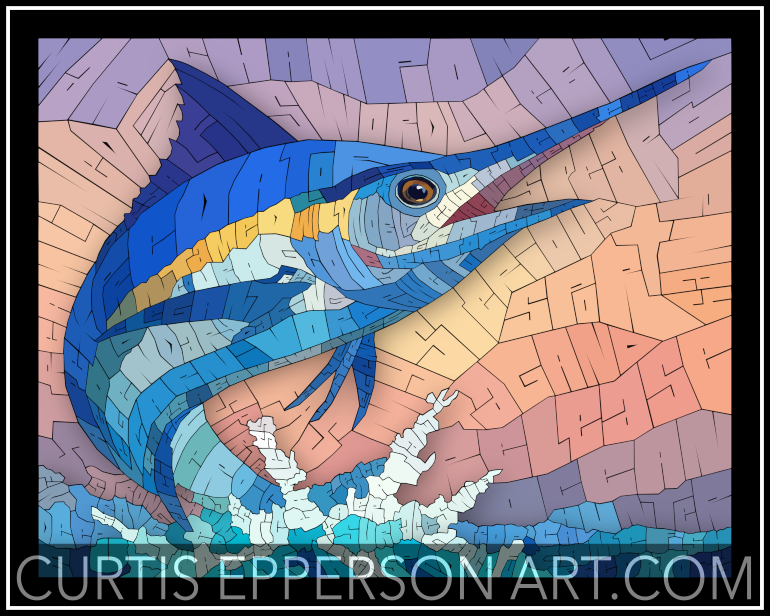 The Marlin - Word Mosaic Art Print