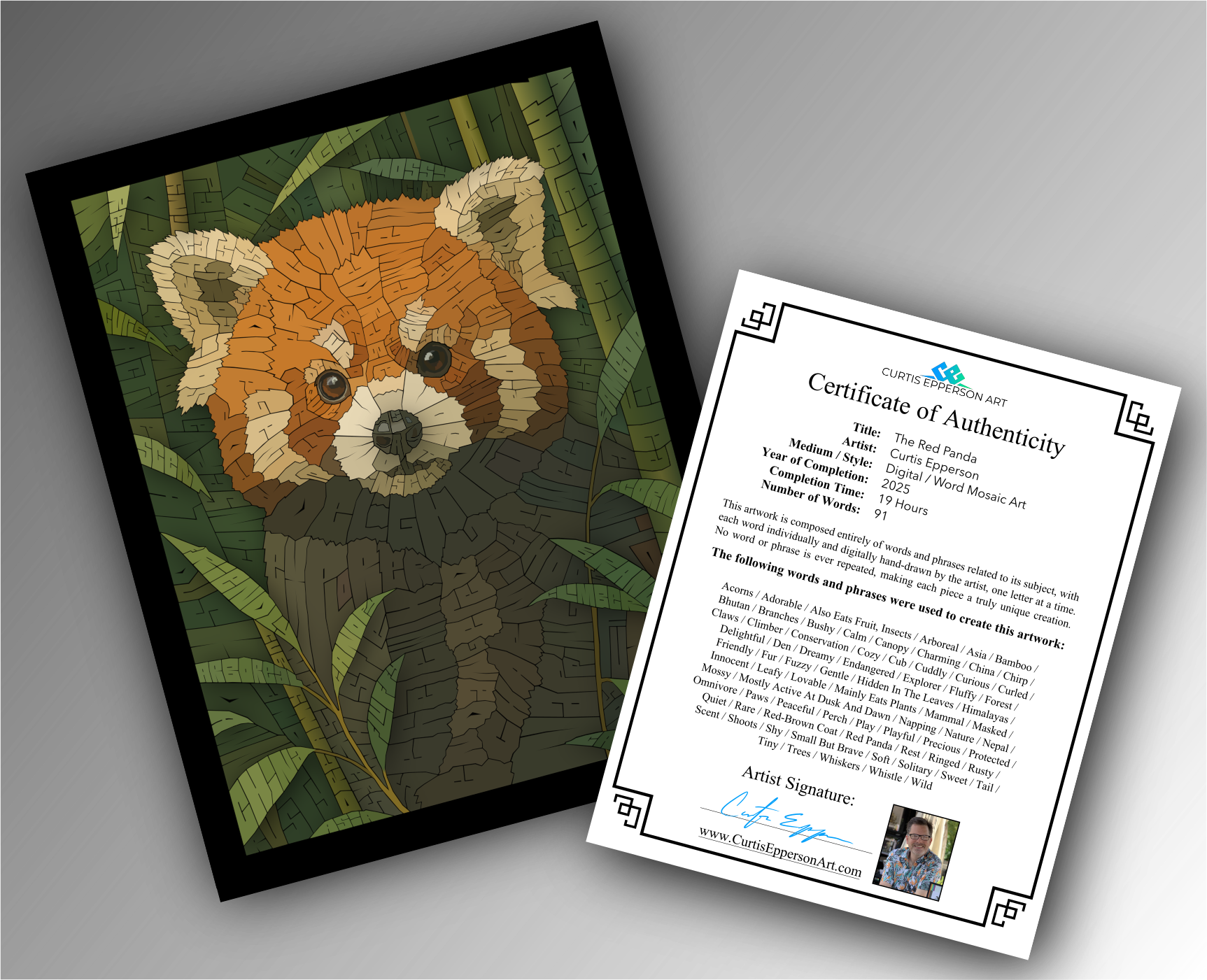The Red Panda - Word Mosaic Art Print – Curtis Epperson Art