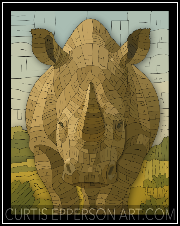 The Rhinoceros - Word Mosaic Art Print
