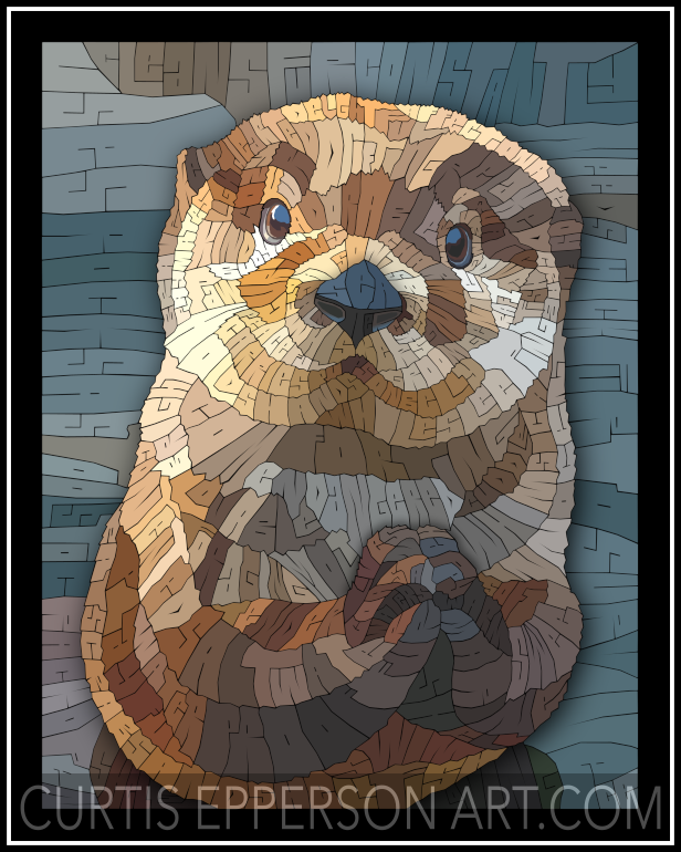 The Sea Otter - Word Mosaic Art Print