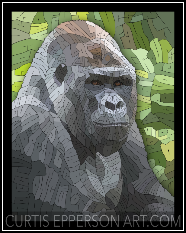 The Silverback Gorilla - Word Mosaic Art Print