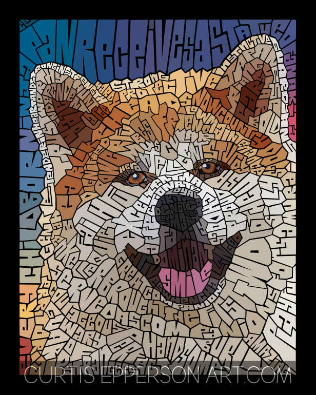 Akita - Word Mosaic Art Print