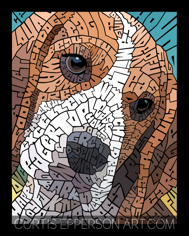 Beagle - Word Mosaic Art Print