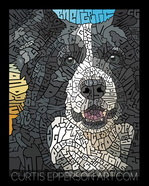 Border Collie - Word Mosaic Art Print