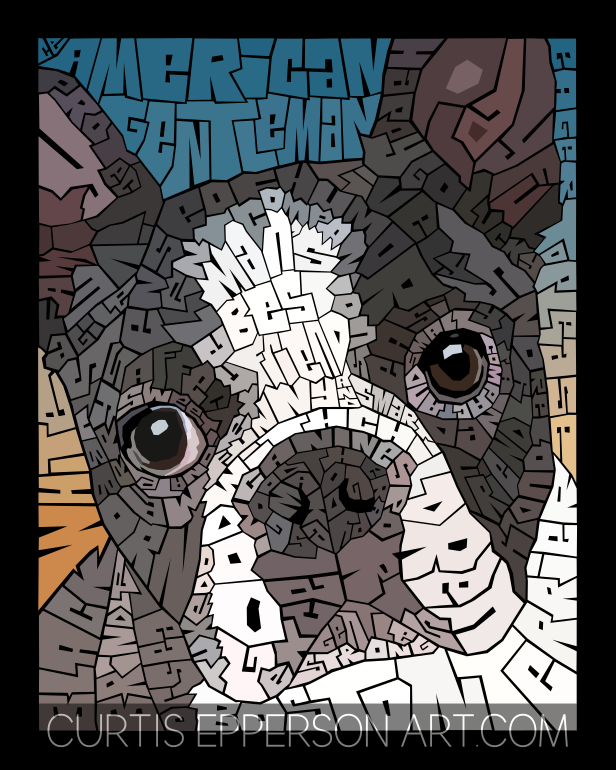 Boston Terrier - Word Mosaic Art Print