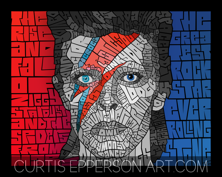 David Bowie - Word Mosaic Art Print