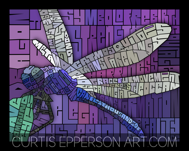 Dragonfly - Word Mosaic Art Print