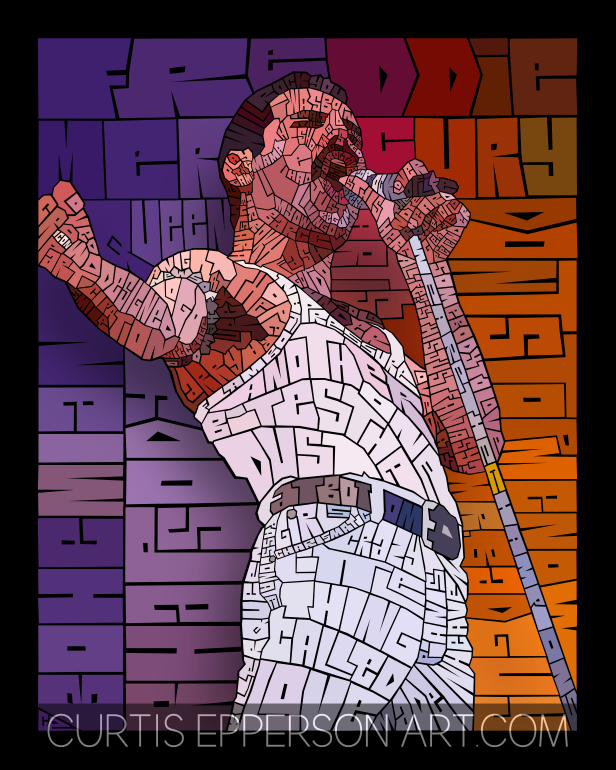 Freddie Mercury - Word Mosaic Art Print