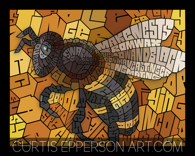 Honey Bee - Word Mosaic Art Print