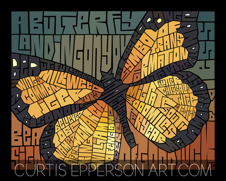 Monarch Butterfly - Word Mosaic Art Print