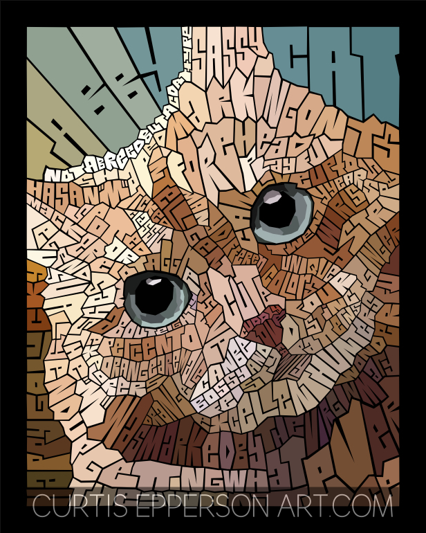 Orange Tabby Cat - Word Mosaic Art Print