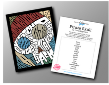 Load image into Gallery viewer, Pirate Skull - Word Mosaic Art Print
