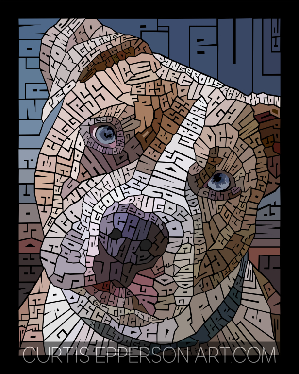 PItbull - Word Mosaic Art Print