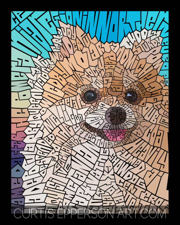 Pomeranian - Word Mosaic Art Print