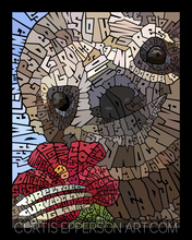 Load image into Gallery viewer, Sloth With A Flower - Word Mosaic Art Print
