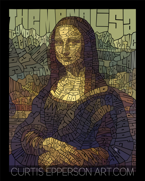 The Mona Lisa - Word Mosaic Art Print