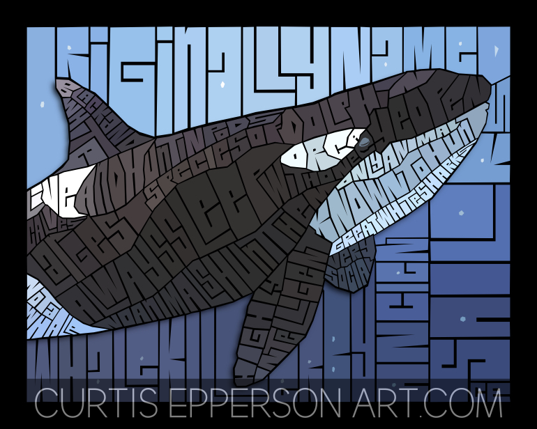Orca - Word Mosaic Art Print