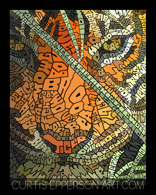 Jungle Book Tiger - Word Mosaic Art Print