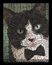 Load image into Gallery viewer, Tuxedo Cat - Word Mosaic Art Print
