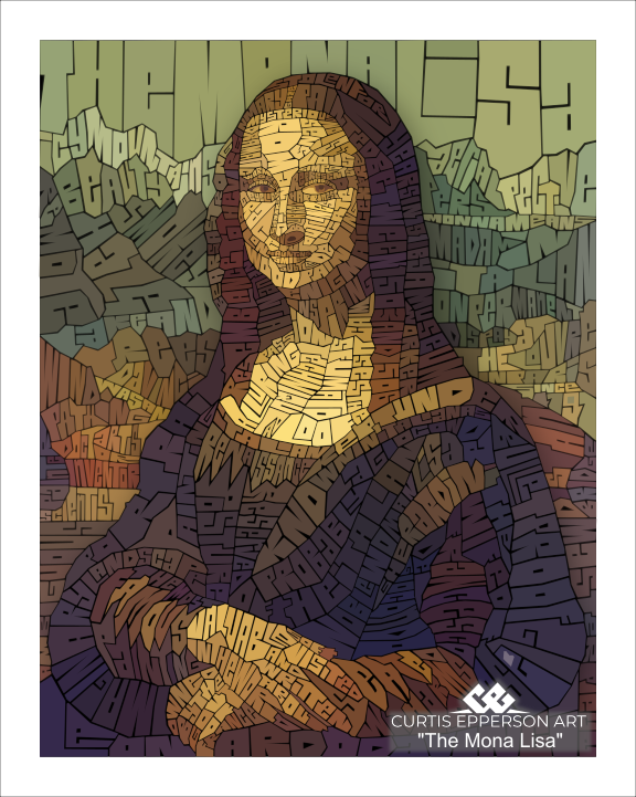 The Mona Lisa - Word Mosaic Art Print