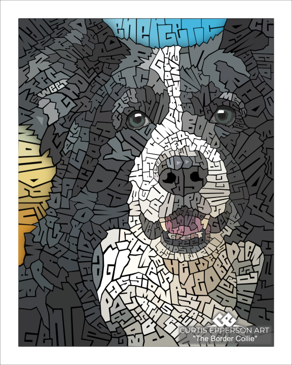 Border Collie - Word Mosaic Art Print