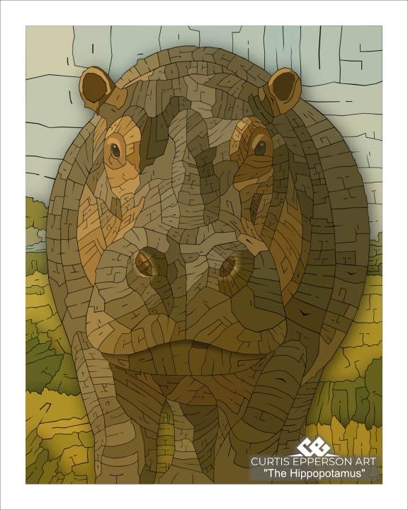 The Hippopotamus - Word Mosaic Art Print